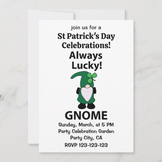 Gnome Shamrock Lucky St Patricks Day Gnome Kaart (Voorkant)