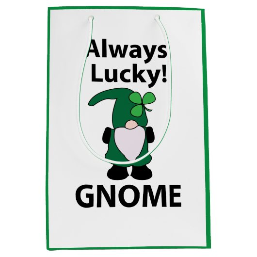 Gnome Shamrock Lucky St Patricks Day Gnome Medium Cadeauzakje (Voorkant)