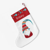 Gnome Simple Modern Leaf Border Vakantienaam Schat Kleine Kerstsok (Achterkant (Hangend))