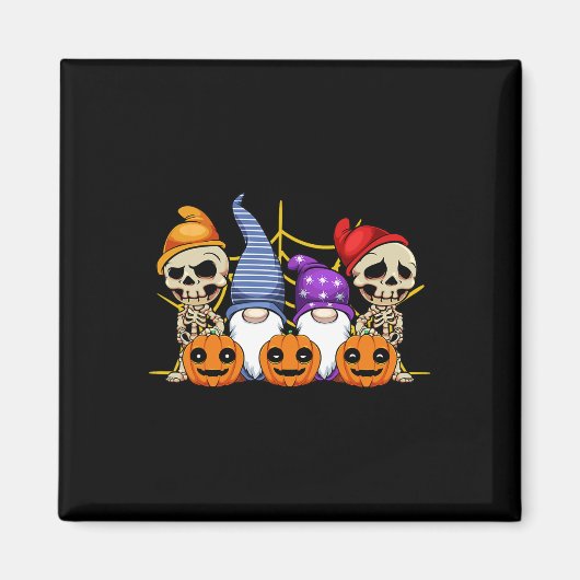 Gnome Skeleton Lazy Halloween Costume Cute Pumpkin Magneet (Voorkant)