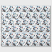 Gnome Skiën met een konijntje Cadeaupapier (Vlak)