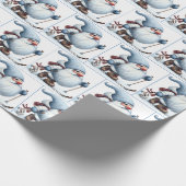 Gnome Skiën met een konijntje Cadeaupapier (Hoek)