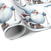 Gnome Skiën met een konijntje Cadeaupapier (Rol Hoek)