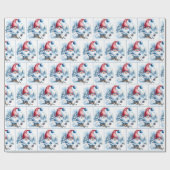 Gnome Skiën met een konijntje Cadeaupapier (Vlak)