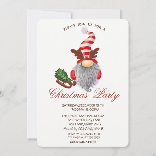 Gnome Slapigh Pine Tree Red-kerstfeest Kaart (Voorkant)