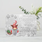 Gnome Sleigh PineTree Bokeh kerstparty Kaart (Staand voorkant)