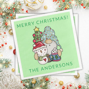 Gnome Sneeuwman Kerstfeest Servet