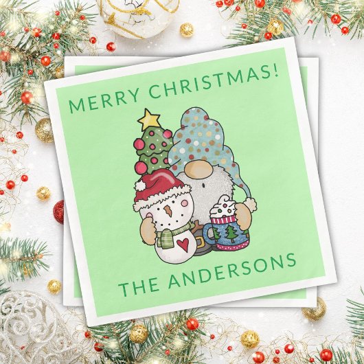 Gnome Sneeuwman Kerstfeest Servet