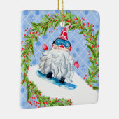 Gnome Snow Boarding met Wreater Keramisch Ornament (Rechts)