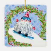 Gnome Snow Boarding met Wreater Keramisch Ornament (Achterkant)
