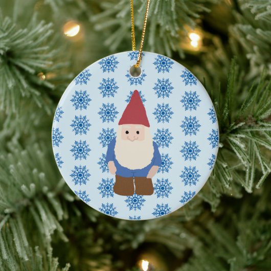 Gnome Snowflake Illustratie Art Keramische siervoo Keramisch Ornament (Boom)