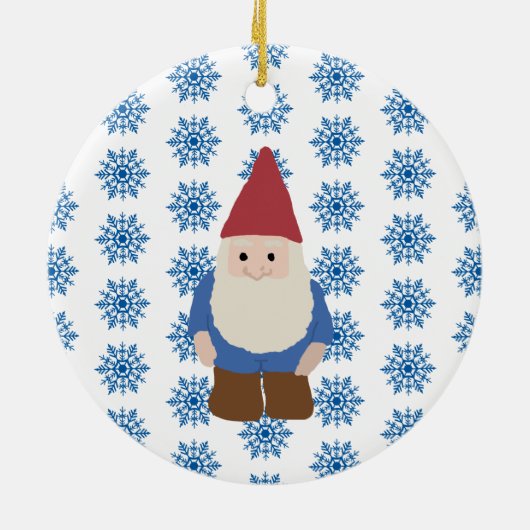 Gnome Snowflake Illustratie Art Keramische siervoo Keramisch Ornament (Achterkant)