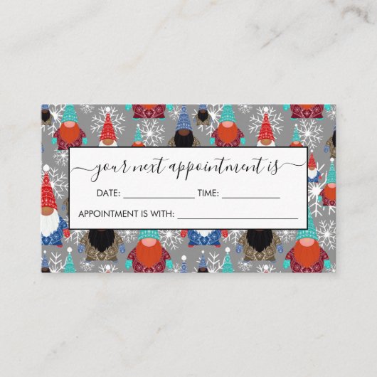 Gnome Snowflake Illustraties kerstpatroon Afsprakenkaartje (Voorkant)