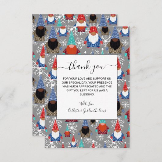 Gnome Snowflake Illustraties kerstpatroon Bedankkaart (Voorkant / Achterkant)
