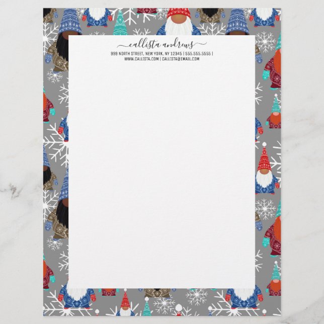 Gnome Snowflake Illustraties kerstpatroon Briefhoofd (Voorkant)