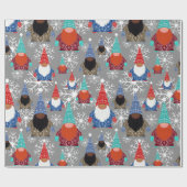 Gnome Snowflake Illustraties kerstpatroon Cadeaupapier (Vlak)