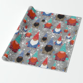 Gnome Snowflake Illustraties kerstpatroon Cadeaupapier (Uitgerold)