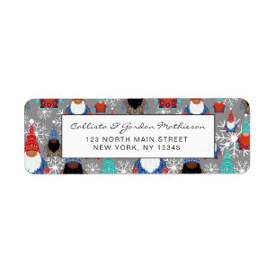Gnome Snowflake Illustraties kerstpatroon Etiket