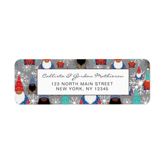 Gnome Snowflake Illustraties kerstpatroon Etiket (Voorkant)