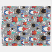 Gnome Snowflake Illustraties kerstpatroon Fleece Deken (Voorkant (Horizontaal))