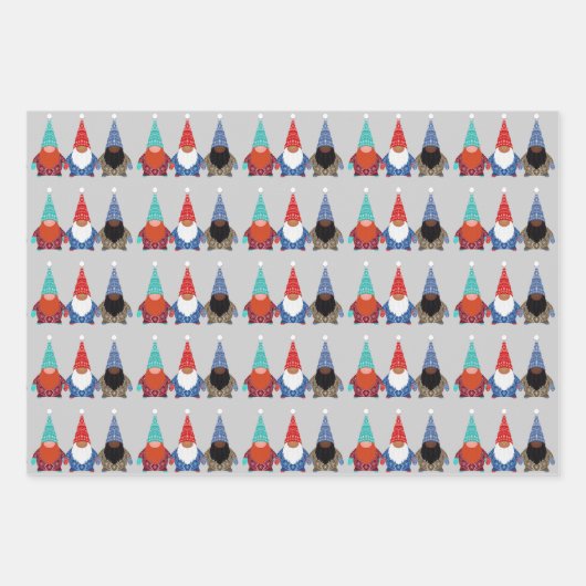 Gnome Snowflake Illustraties kerstpatroon Inpakpapier Vel (Voorkant 2)