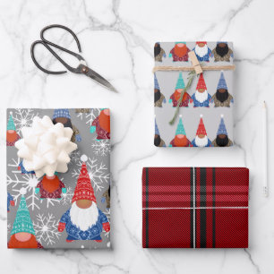 Gnome Snowflake Illustraties kerstpatroon Inpakpapier Vel