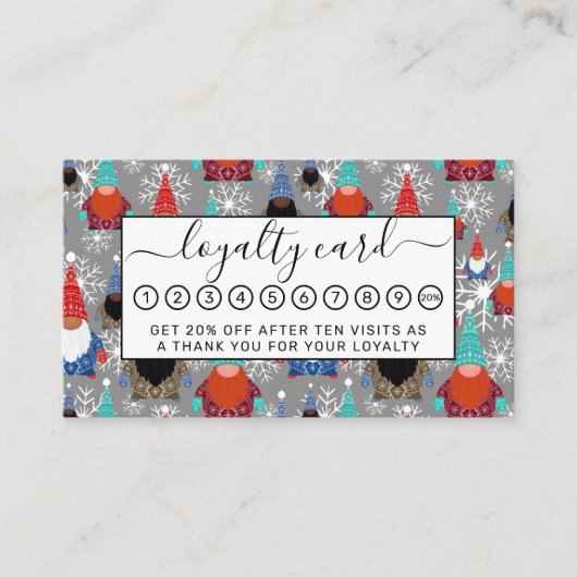 Gnome Snowflake Illustraties kerstpatroon Klantenkaartje (Voorkant)