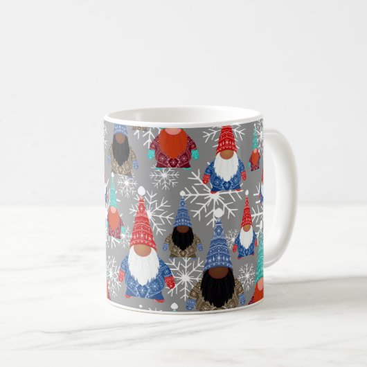 Gnome Snowflake Illustraties kerstpatroon Koffiemok (Voorkant rechts)