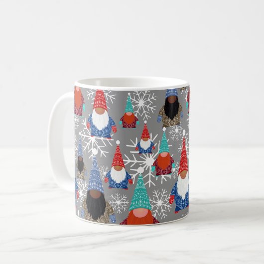 Gnome Snowflake Illustraties kerstpatroon Koffiemok (Voorkant links)