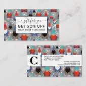 Gnome Snowflake Illustraties kerstpatroon Kortingskaartje (Voorkant / Achterkant)