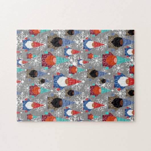 Gnome Snowflake Illustraties kerstpatroon Legpuzzel (Horizontaal)