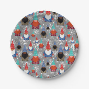 Gnome Snowflake Illustraties kerstpatroon Papieren Bordje