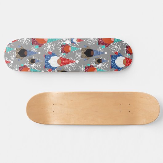 Gnome Snowflake Illustraties kerstpatroon Persoonlijk Skateboard (Horizontaal)