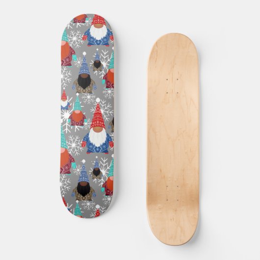 Gnome Snowflake Illustraties kerstpatroon Persoonlijk Skateboard (Voorkant)