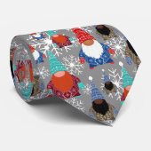 Gnome Snowflake Illustraties kerstpatroon Stropdas (Opgerold)
