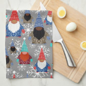 Gnome Snowflake Illustraties kerstpatroon Theedoek (Quarter Fold)