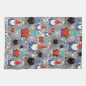 Gnome Snowflake Illustraties kerstpatroon Theedoek (Horizontaal)