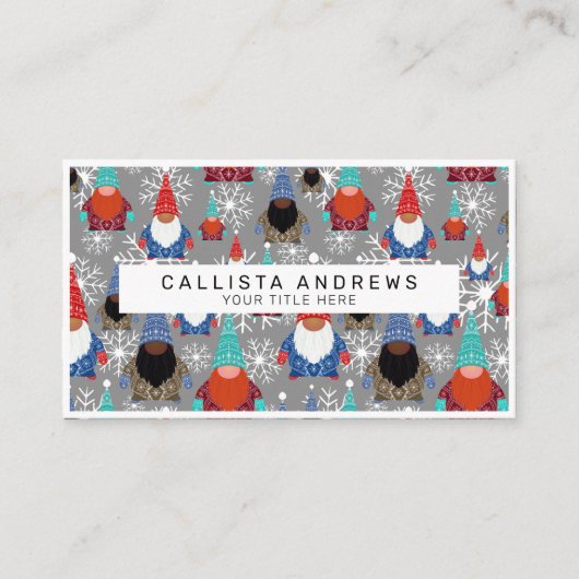Gnome Snowflake Illustraties kerstpatroon Visitekaartje (Voorkant)