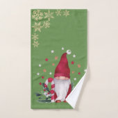 Gnome,Snowflakes,Green Holiday Bad Handdoek (Handdoek)