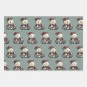 gnome, snowman, cute tired santa elf cat inpakpapier vel (Voorkant 2)