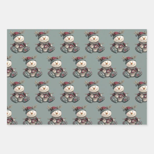 gnome, snowman,  cute tired santa elf cat inpakpapier vel (Voorkant 2)