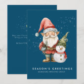 Gnome Snowman Season's Groeten Corporate Flat Feestdagenkaart (Voorkant / Achterkant)