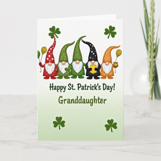 Gnome St Patricks Day Granddaughter Card Kaart (Voorkant)