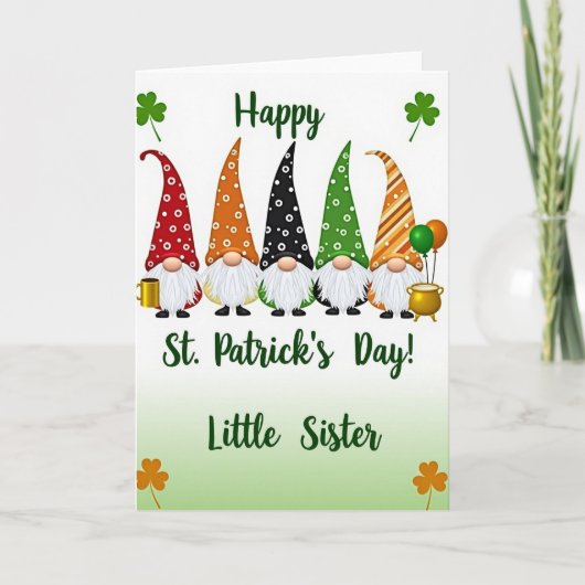 Gnome St. Patrick's Day Kleine Zus Kaart (Voorkant)