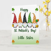 Gnome St. Patrick's Day Kleine Zus Kaart (Gele Bloem)