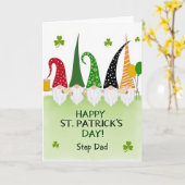 Gnome St Patricks Step Dad Glitter Card Kaart (Gele Bloem)