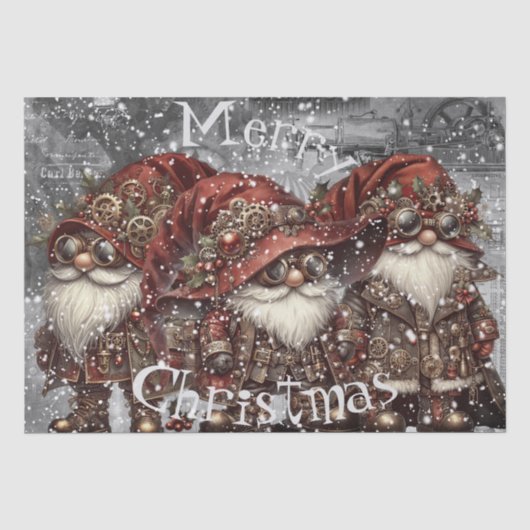 Gnome Steampunk Winter Christmas Tissue Paper Tissuepapier (Voorkant)