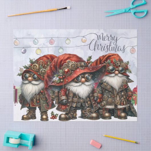 Gnome Steampunk Winter Kerstmis Tissuepapier (Craft)