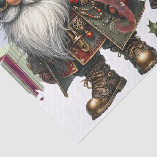 Gnome Steampunk Winter Kerstmis Tissuepapier (Detail)