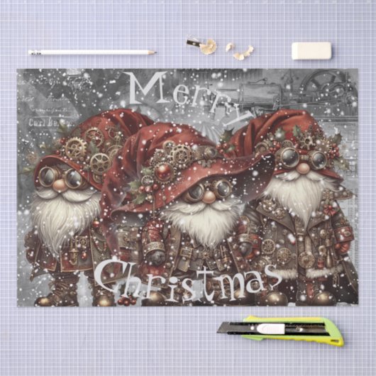 Gnome Steampunk Winter Kerstmis Tissuepapier (Craft)